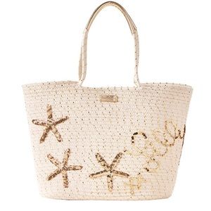 Lilly Pulitzer Cream Tote with Gold Starfish Design